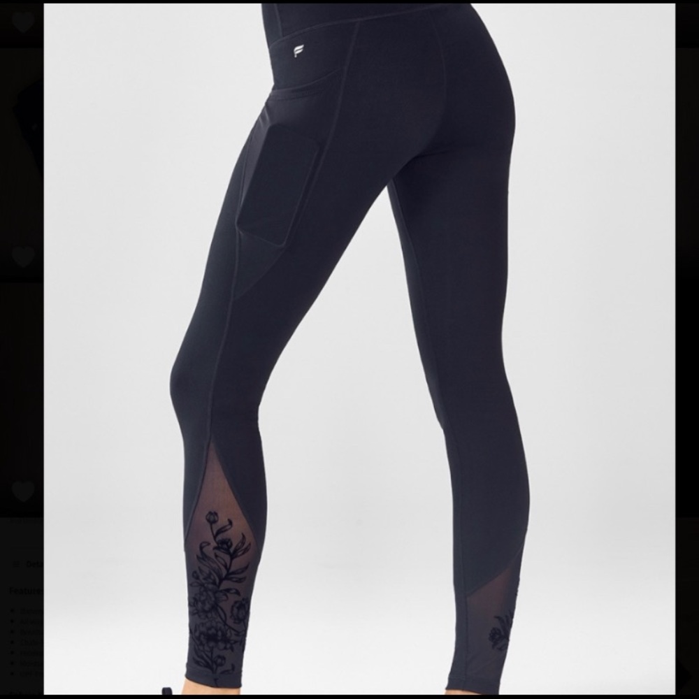 Fabletics Mid-Rise Mesh Powerhold Leggings black